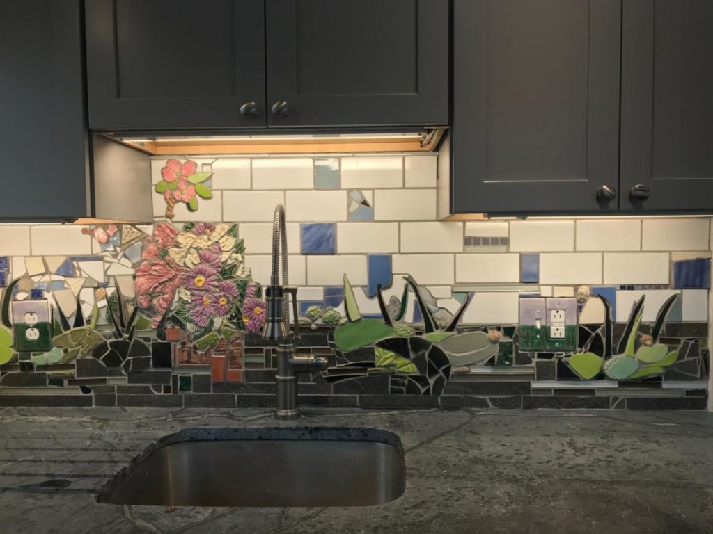 finished custom ceramic tile backsplash